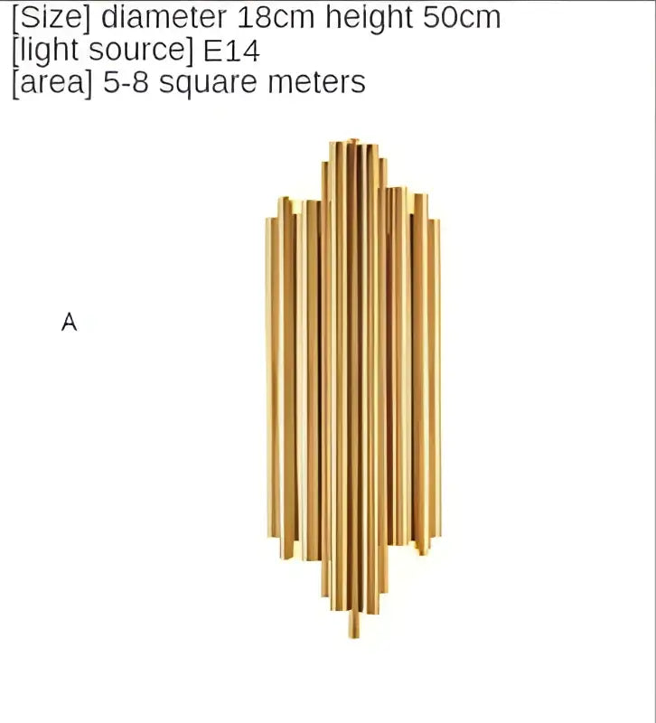 Modern gold led wall lamp featuring a gold-toned brass rod sconce with vertical cylindrical rods for living room decorbites gold led