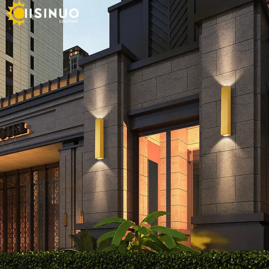Modern gold led wall lamp outdoor waterproof sconce light with gold finish and sleek rectangular design decorbites gold led