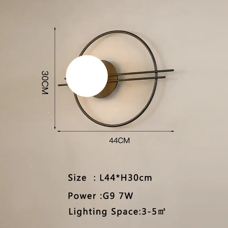 Modern minimalist led wall lamp with matte black frame and frosted glass bulb for stylish living room lighting