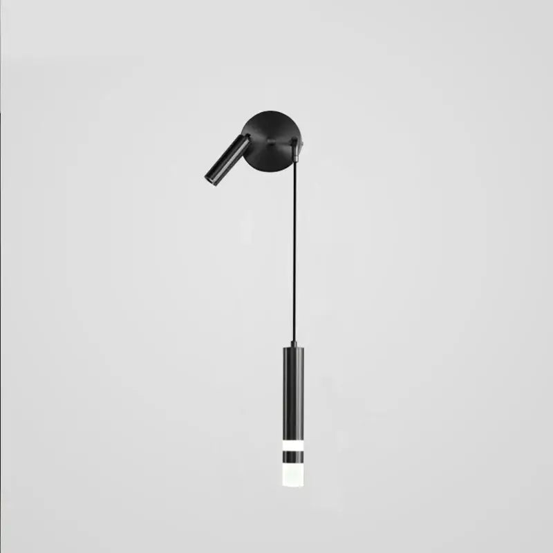 Black minimalist wall lamps with cylindrical shade and white accent band for modern decorbites led wall bedroom use
