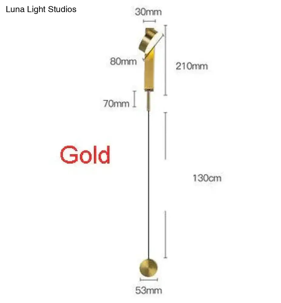 Modern gold led wall lamp with cylindrical shade and rotating sconce light for bedroom use