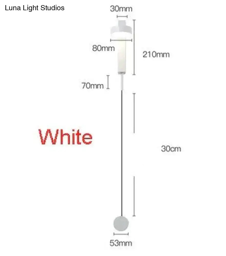 White pendant lamp with cylindrical shade and spherical base for modern led wall lamps with rotating sconce light