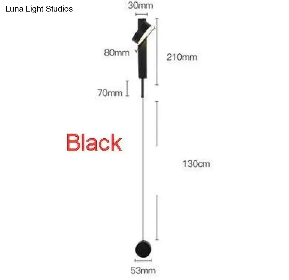 Black modern led wall lamp with sleek metallic finish and minimalist design featuring rotating sconce light for bedroom