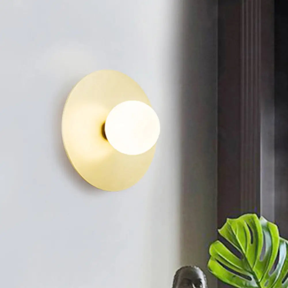 DecorBites™ DecorBites™ Modern Gold LED Wall Light Sconce with White Glass Shade - Bathroom Wall Lamp