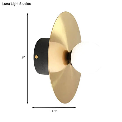 DecorBites™ DecorBites™ Modern Gold LED Wall Light Sconce with White Glass Shade - Bathroom Wall Lamp