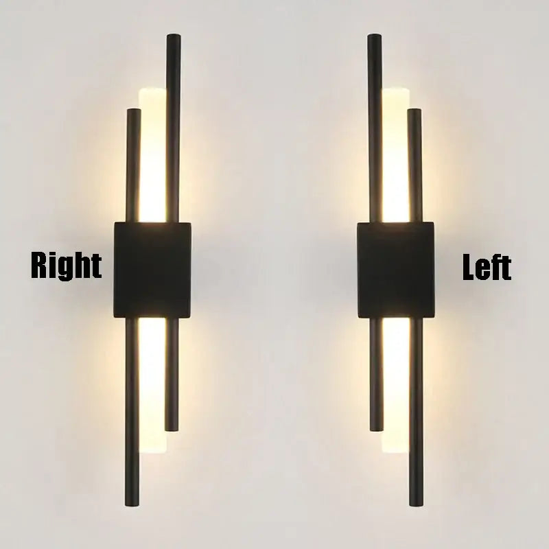 Modern black metal led wall sconce with vertical warm glow light bars for bedroom ambient decorbites led wall lighting