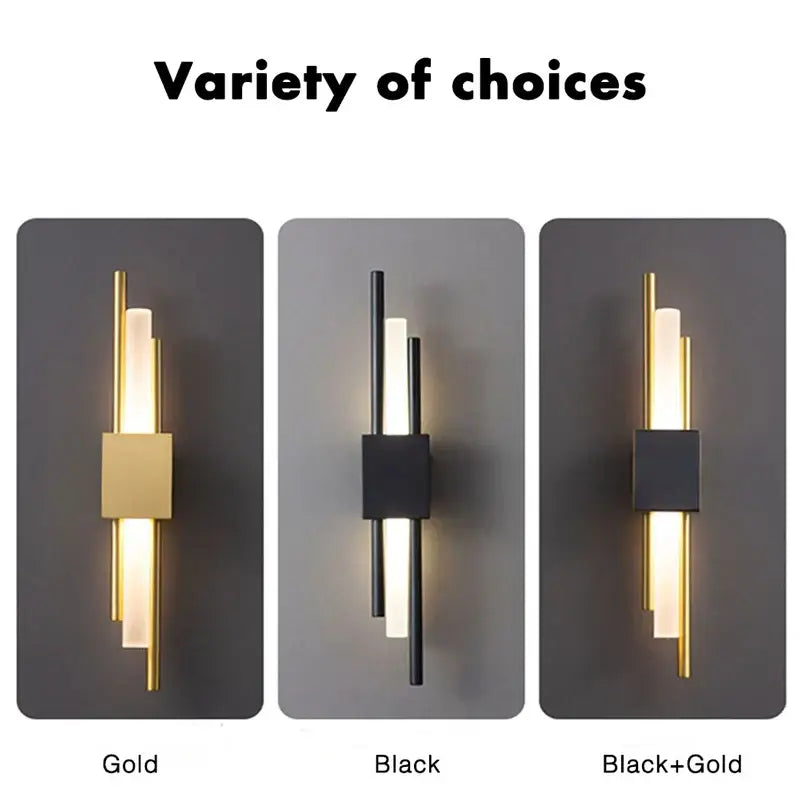 Modern gold led wall sconce with sleek vertical bars and central square accent for bedroom ambient lighting decorbites led wall