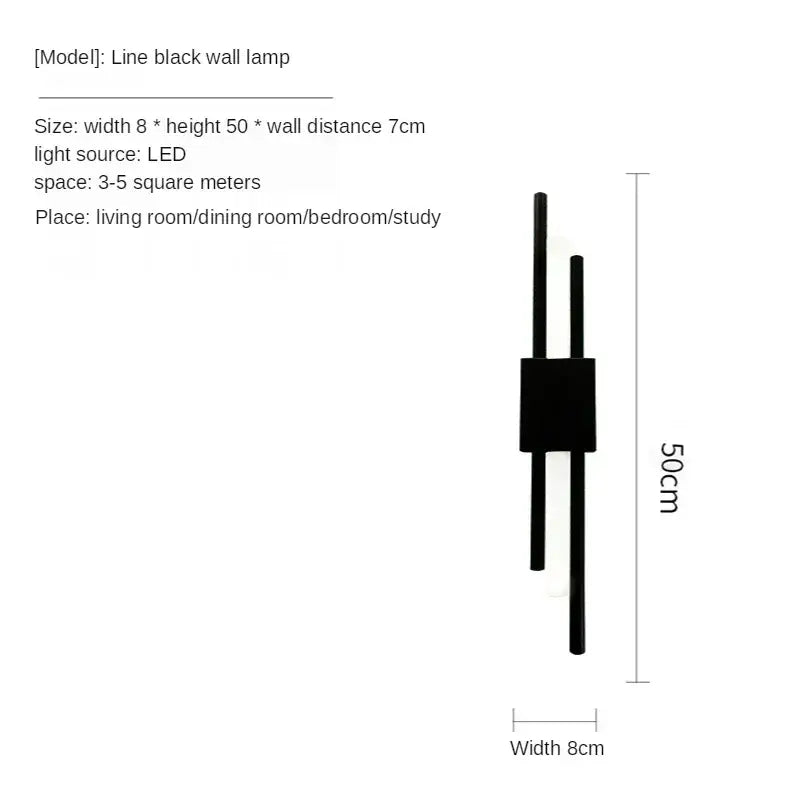 Modern gold led wall sconce with black line minimalist design featuring two vertical rods for bedroom lighting decorbites gold led