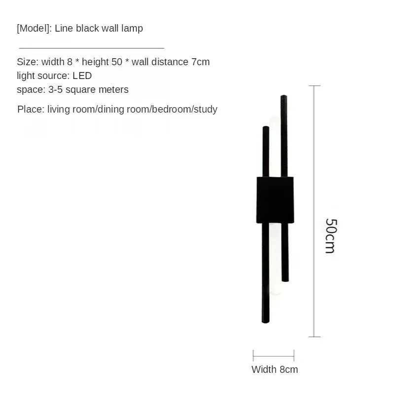 Modern gold led wall sconce with sleek black line design featuring two vertical rods and central rectangular housing by decorbites gold led
