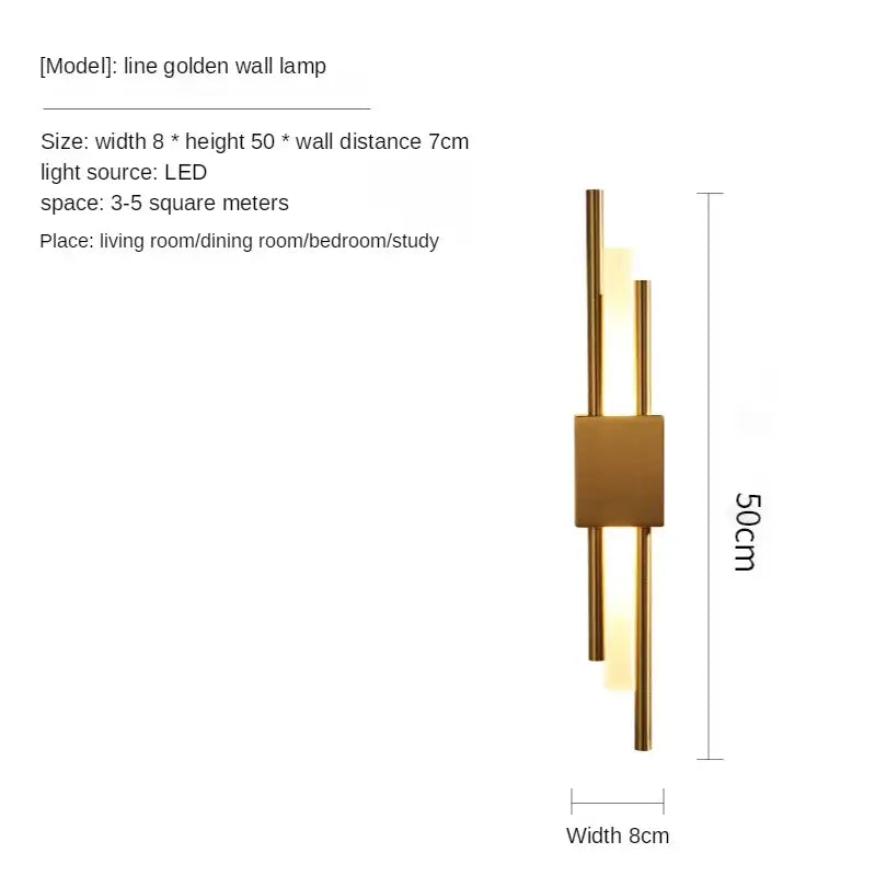 Modern gold led wall sconce with sleek decorbites gold led design featuring two vertical rods and a central plate