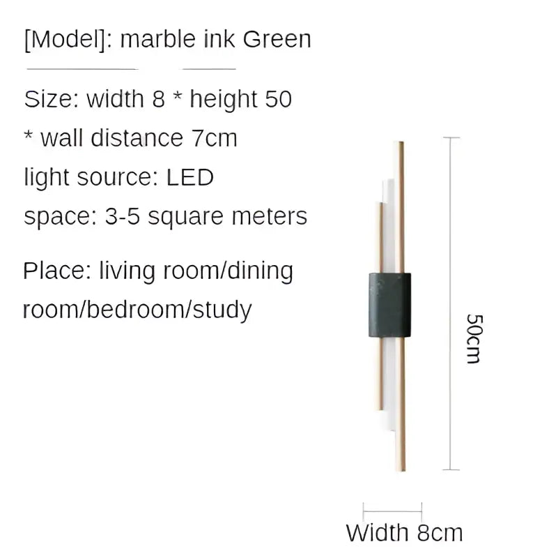 Modern gold led wall sconce with marble ink green light and dark textured band for bedroom decorbites gold led lighting