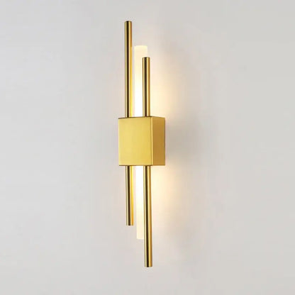 Modern gold led wall sconce with sleek vertical rods and warm ambient lighting for bedroom decorbites led wall use