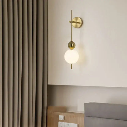 Modern gold led wall sconce with frosted glass spheres and minimalist metal arms for bedroom decorbites led wall use