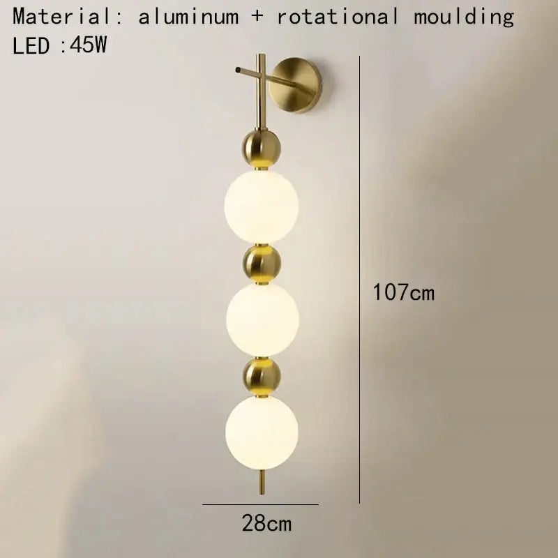 Modern gold led wall sconce with frosted glass spheres and aluminum accents for bedroom decorbites led wall sconce