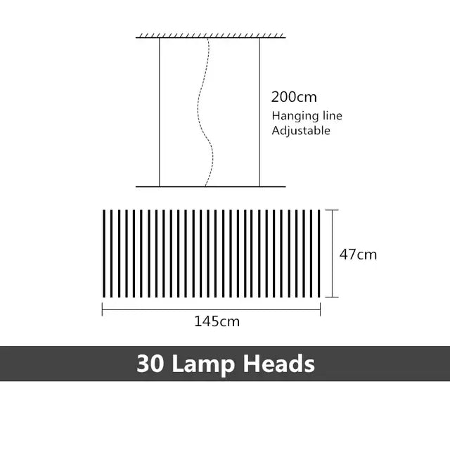 Modern gold led wave pendant chandelier with 30 lamp heads on adjustable 200cm hanging line for dining room decorbites led wave
