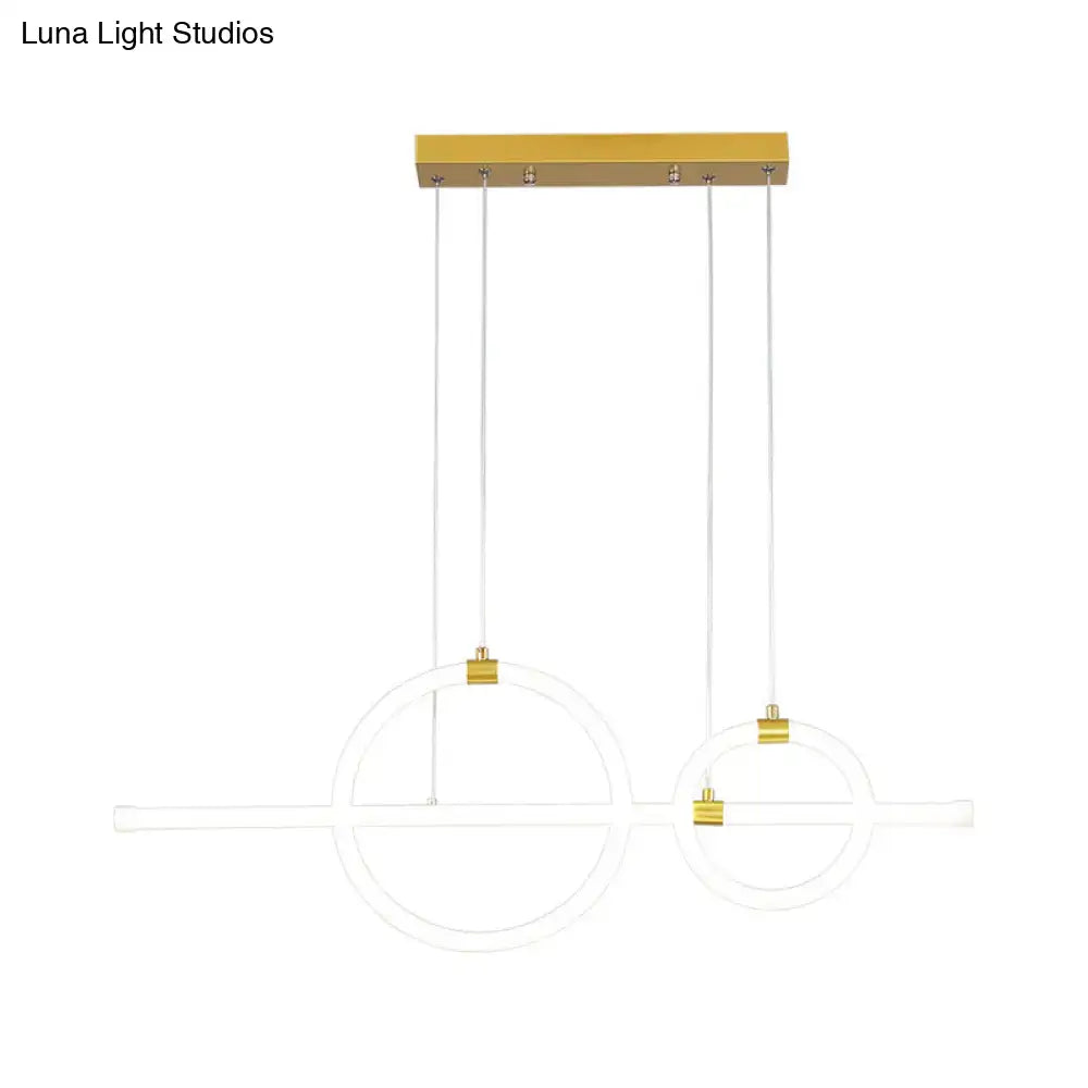 Modern minimalist gold linear pendant light with clear acrylic ring led design for dining room by decorbites color remote control