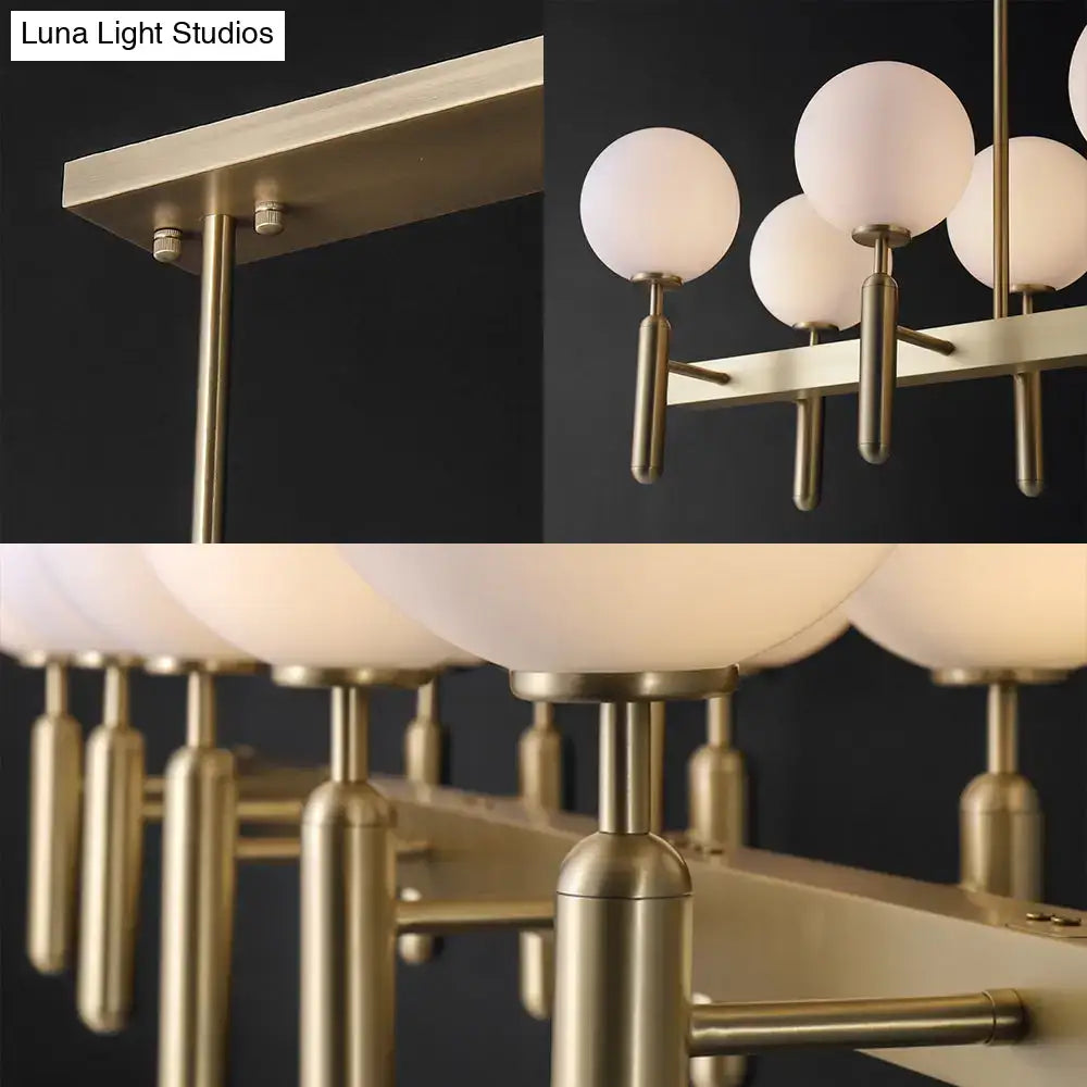 Modern DecorBites™ 10-light pendant ceiling light fixture with gold linear design and frosted white glass shades