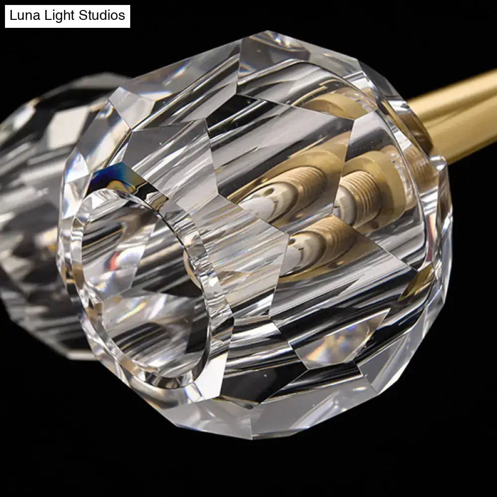 Clear faceted crystal ball knob with gold-toned metal stem for decorbites linear crystal ball pendant light