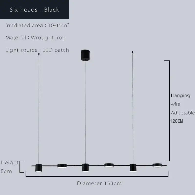 Black wrought iron pendant light with six led patch heads for modern dimmable led ceiling chandelier decorbites dimmable led