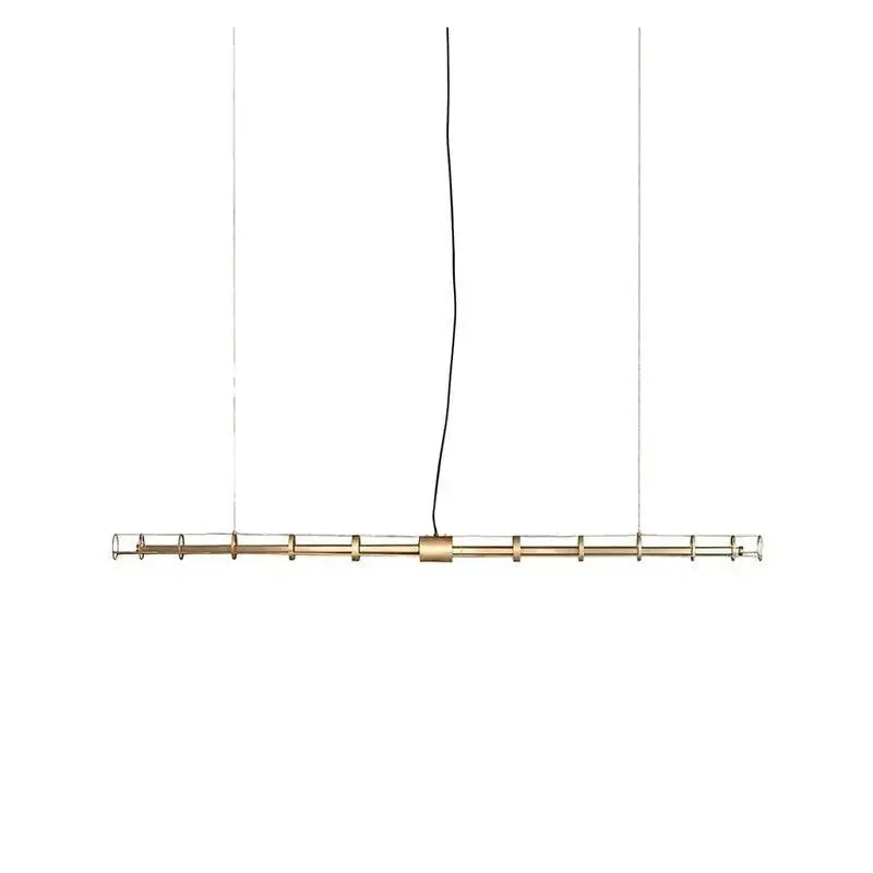 Modern gold linear glass chandelier with brass frame and minimalist design for dining room decorbites glass chandelier
