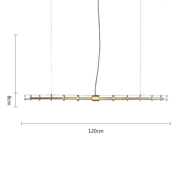 Modern gold linear glass chandelier dining room pendant light with sleek brass frame and clear panels by decorbites glass chandelier