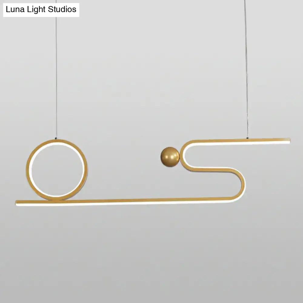 Decorbites minimalist gold linear led ceiling hang lamp with abstract geometric design for restaurants 220v-240v 110v-120v