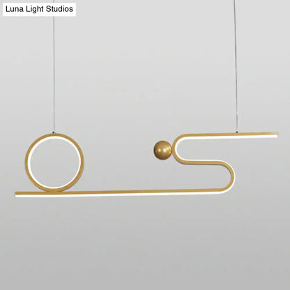 Decorbites minimalist gold linear led ceiling hang lamp with abstract geometric design for restaurants 220v-240v 110v-120v