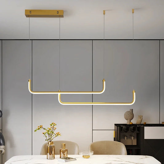 Modern Gold Linear LED Pendant Light