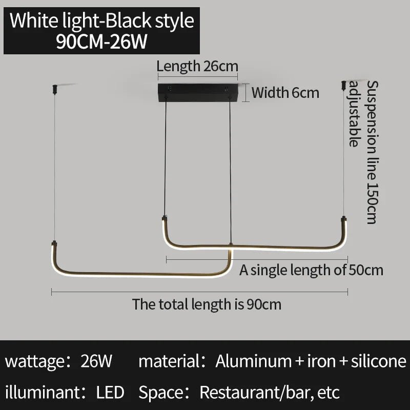 Modern Gold Linear LED Pendant Light - Decorbites