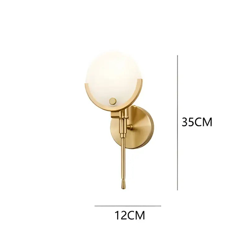 Modern gold marble wall lamp with frosted glass globe gold marble copper finish for minimalist bedroom decorbites wall lamp