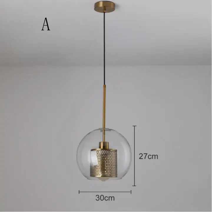 Modern gold mesh glass ball pendant light with clear glass globe and brass finish for kitchen dining room decorbites pendant light