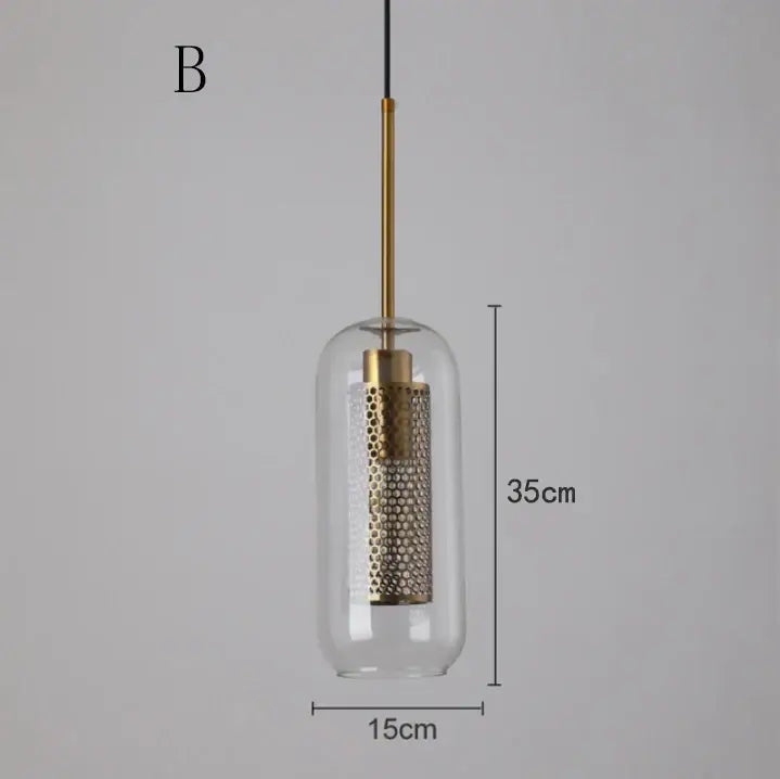 Modern gold mesh glass ball pendant light with clear glass enclosure and gold-toned rod for kitchen dining decorbites glass ball pendant