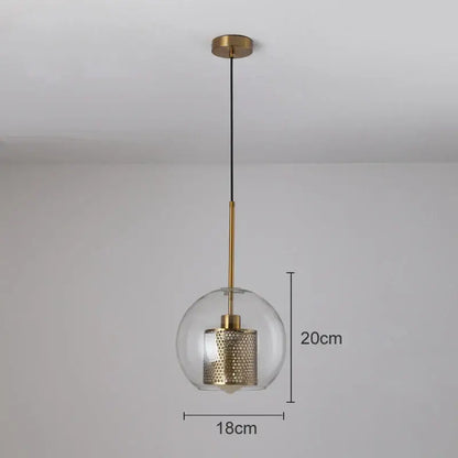 Modern pendant light with clear glass globe and decorbites gold mesh glass honeycomb shade for kitchen decor