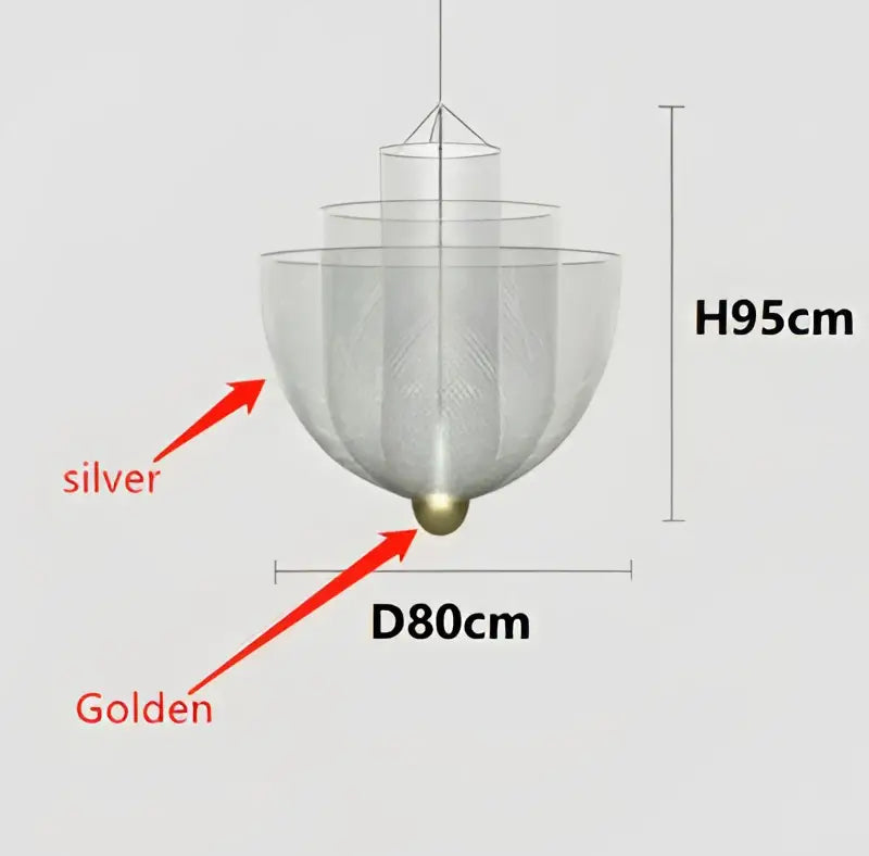 Modern gold and silver mesh tiered dimmable led chandelier pendant light with hanging fish net design for dining room