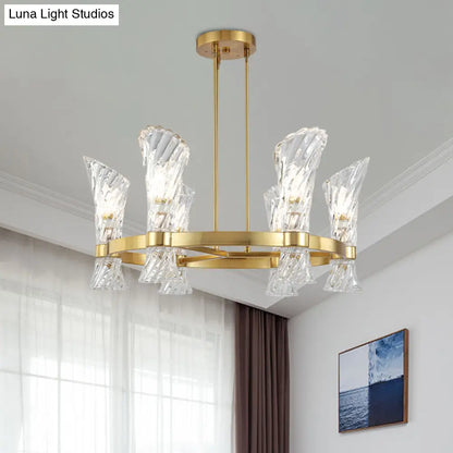 DecorBites™ DecorBites™ Modern Gold Metal 6-Light Semi Flush Ceiling Light with Crystal Twisted Shade