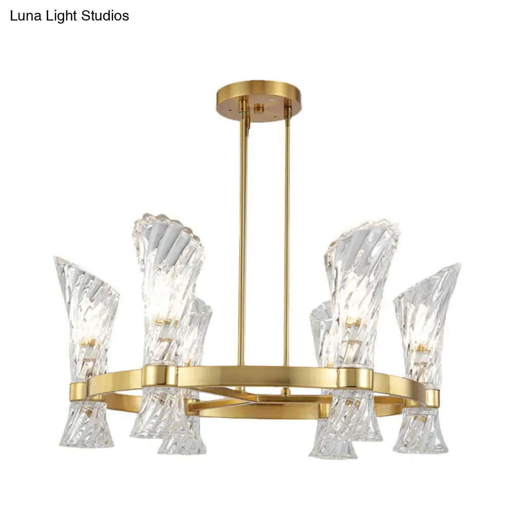 DecorBites™ DecorBites™ Modern Gold Metal 6-Light Semi Flush Ceiling Light with Crystal Twisted Shade