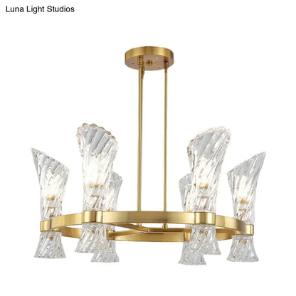 DecorBites™ DecorBites™ Modern Gold Metal 6-Light Semi Flush Ceiling Light with Crystal Twisted Shade