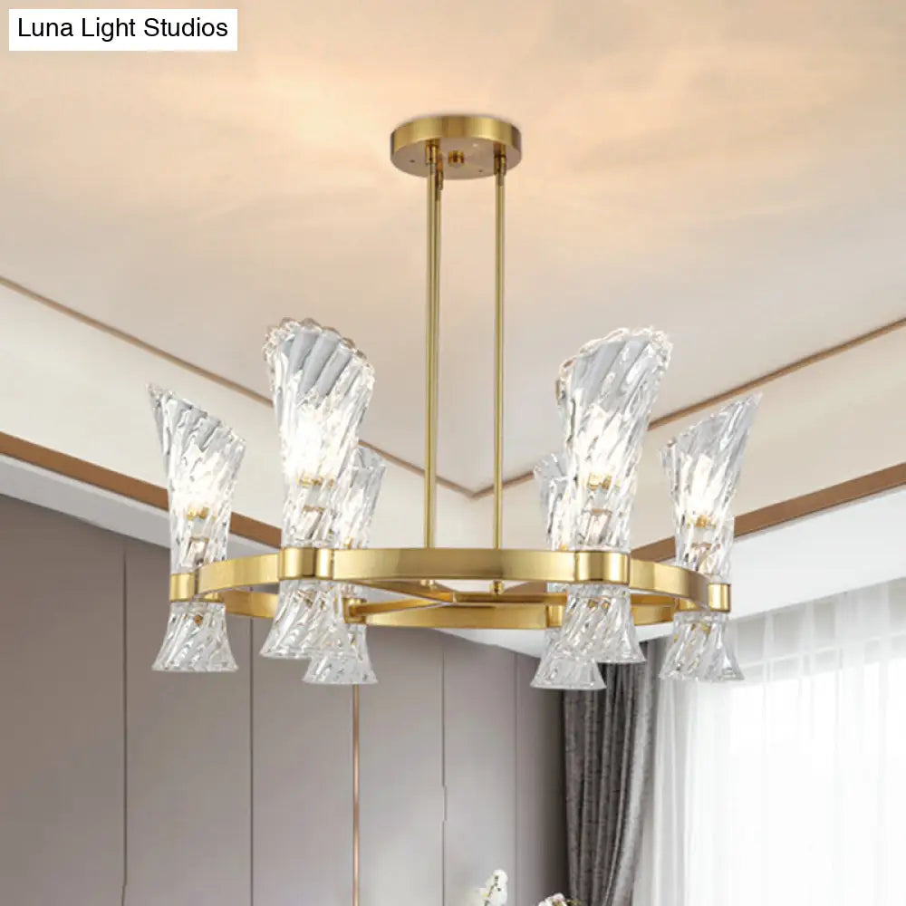 DecorBites™ DecorBites™ Modern Gold Metal 6-Light Semi Flush Ceiling Light with Crystal Twisted Shade