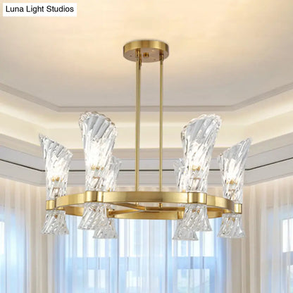 DecorBites™ DecorBites™ Modern Gold Metal 6-Light Semi Flush Ceiling Light with Crystal Twisted Shade