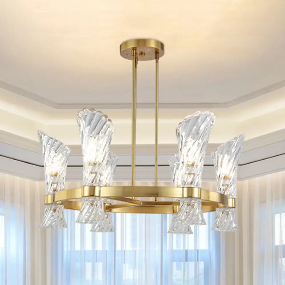 DecorBites™ DecorBites™ Modern Gold Metal 6-Light Semi Flush Ceiling Light with Crystal Twisted Shade