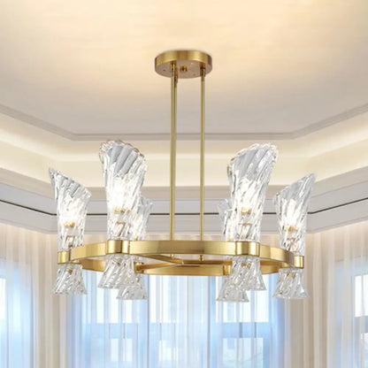 DecorBites™ DecorBites™ Modern Gold Metal 6-Light Semi Flush Ceiling Light with Crystal Twisted Shade