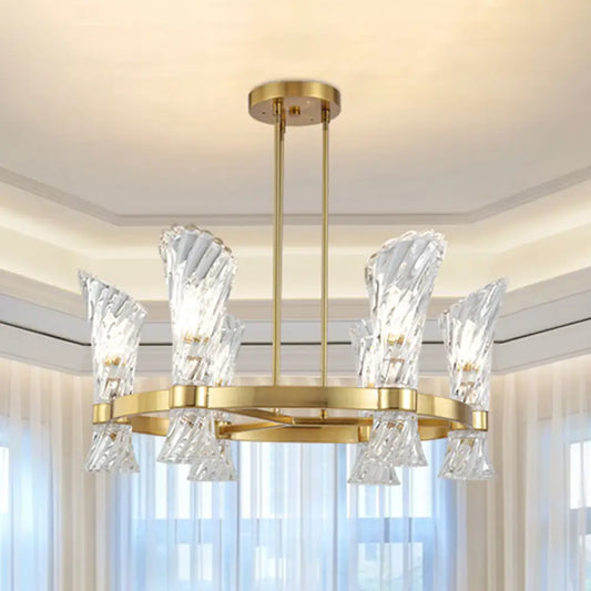 DecorBites™ DecorBites™ Modern Gold Metal 6-Light Semi Flush Ceiling Light with Crystal Twisted Shade