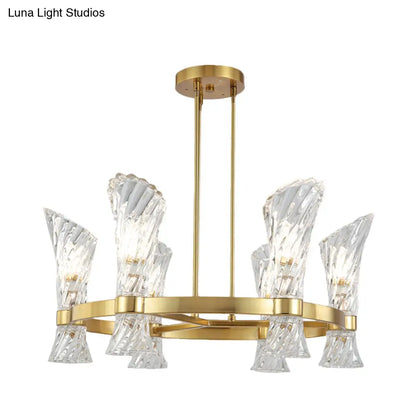 DecorBites™ DecorBites™ Modern Gold Metal 6-Light Semi Flush Ceiling Light with Crystal Twisted Shade
