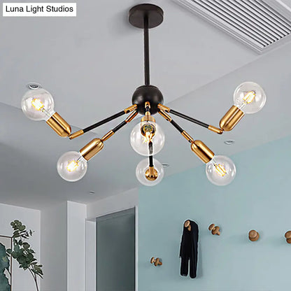 ثريا معدنية ذهبية حديثة - تصميم تجريدي مع أضواء متعددة - مصباح سقف معلق لغرف النوم