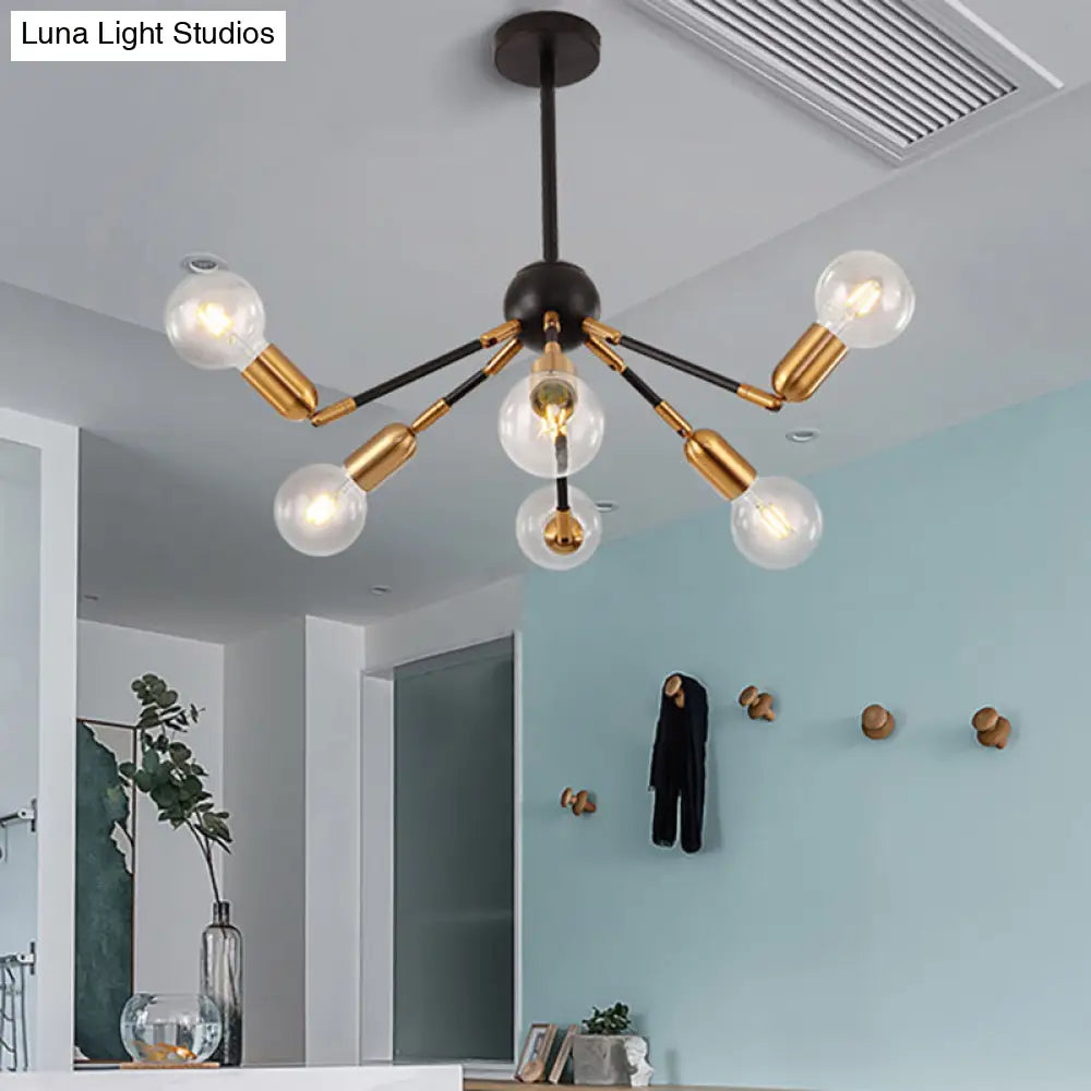 ثريا معدنية ذهبية حديثة - تصميم تجريدي مع أضواء متعددة - مصباح سقف معلق لغرف النوم