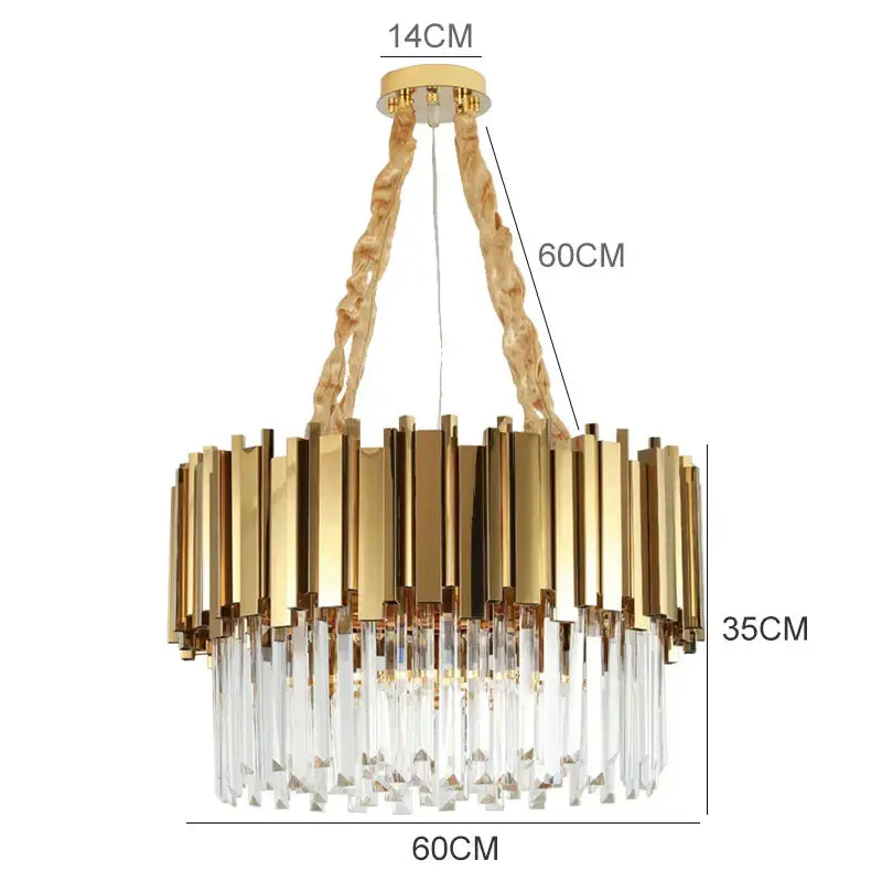 Modern gold metal crystal chandelier with vertical brass bars and crystal prisms for dining room decorbites gold metal decor