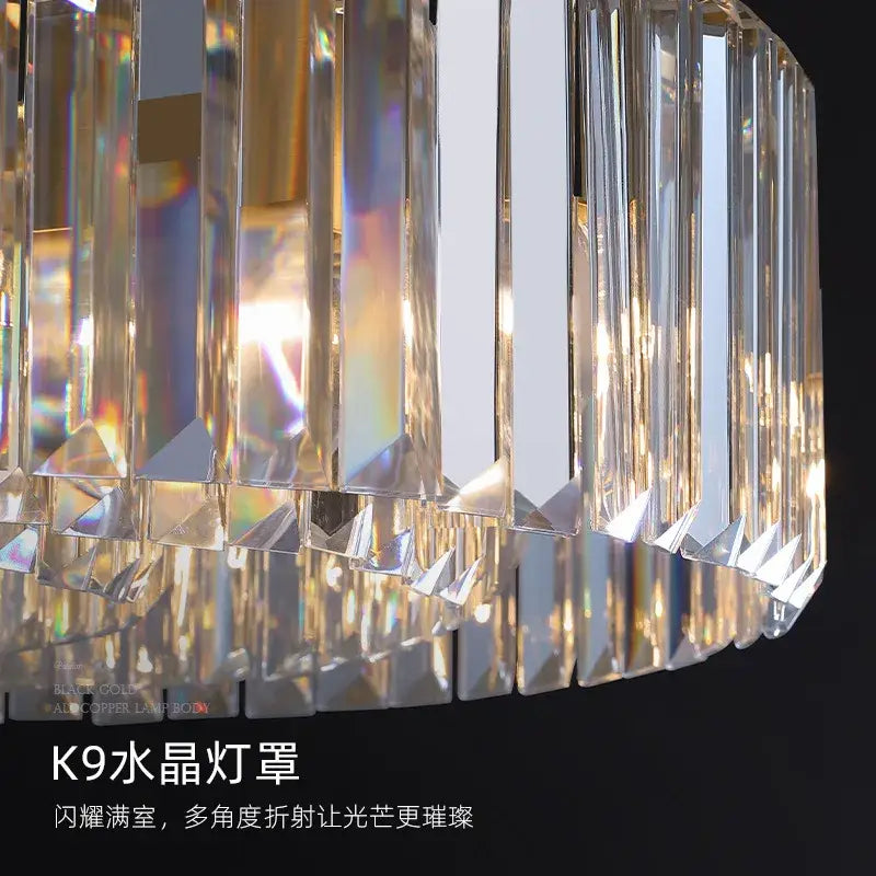 Modern gold metal crystal pendant light with clear faceted k9 crystal chandelier shade for dining room decorbites gold metal