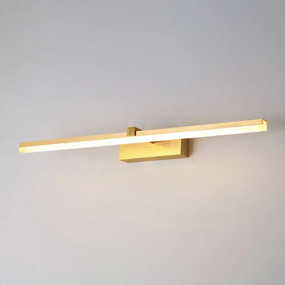 Decorbites sleek gold vanity light fixture with metal led warm white bath lighting and modern rectangular design
