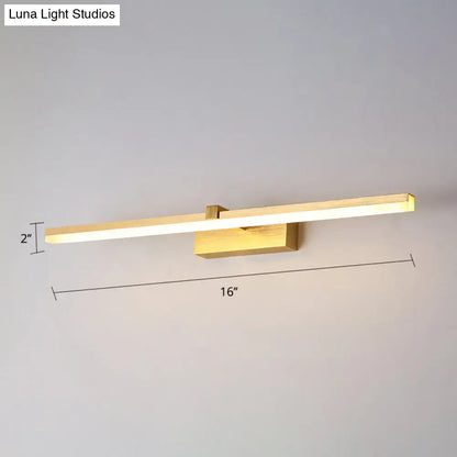 DecorBites sleek gold vanity light fixture modern metal LED wall-mounted bath lighting with wooden accent
