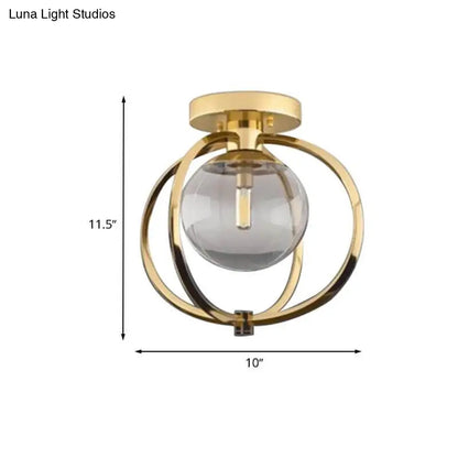 DecorBites™ DecorBites™ Modern Gold Metal Semi Flush Mount Ceiling Light for Bedroom with Clear Glass Shade